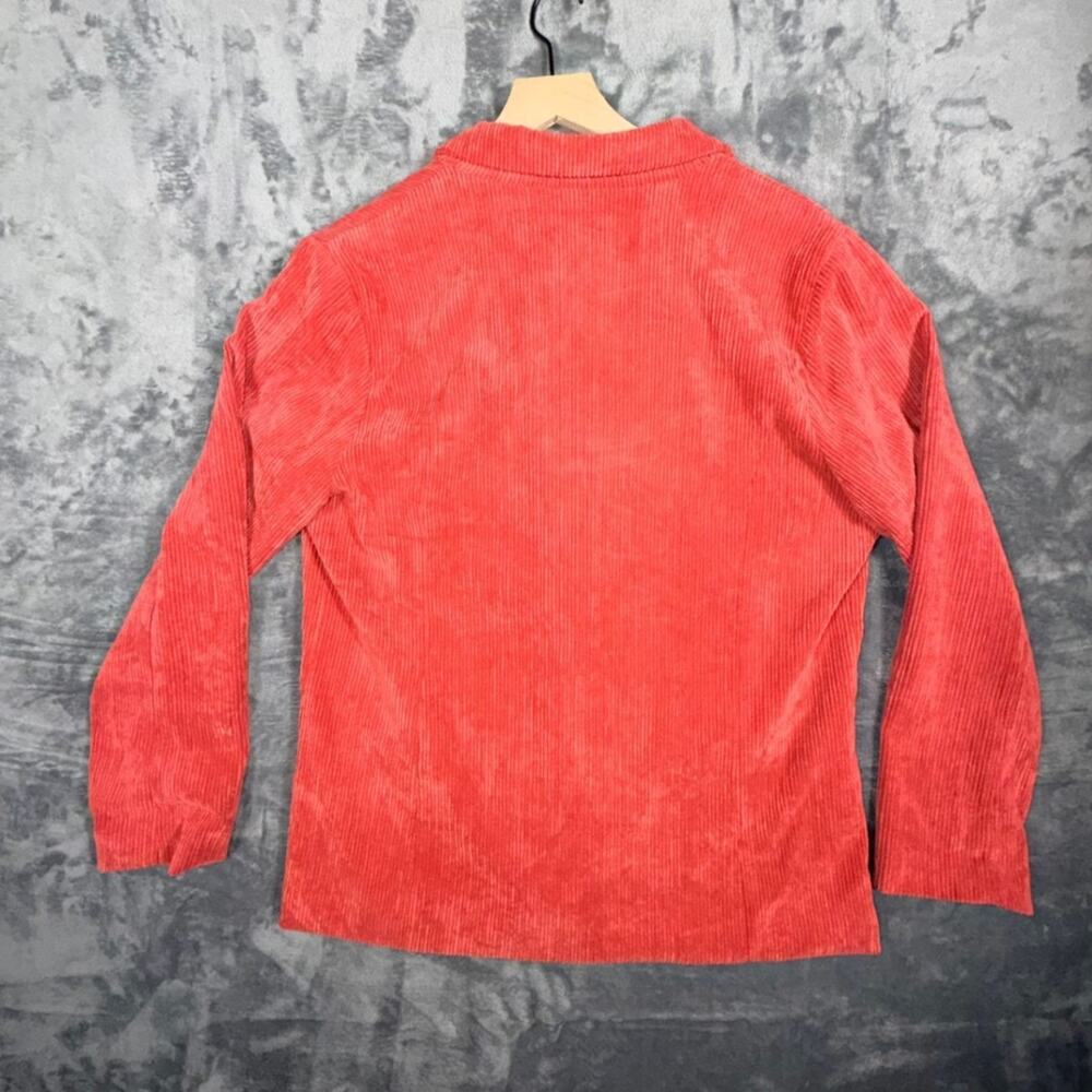 Blue B Collection Womens Blazer Jacket L Coral Red Corduroy Single Button Casual - Picture 3 of 5